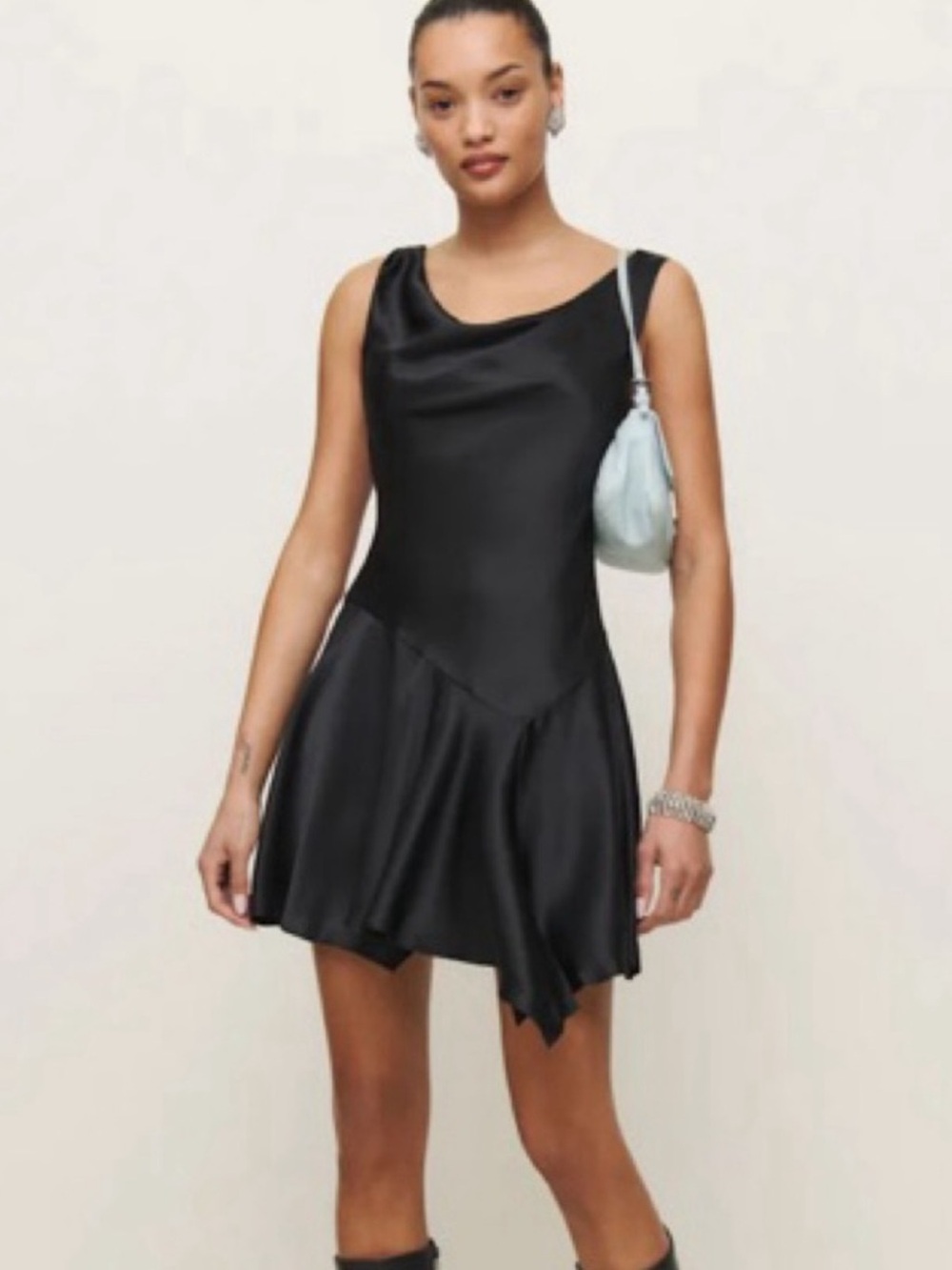 Reformation Kalmia Silk Black Dress